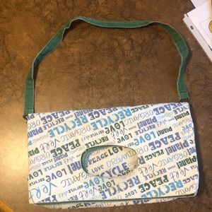 Green Canvas “Recycle Peace Planet Organic Love” Handbag